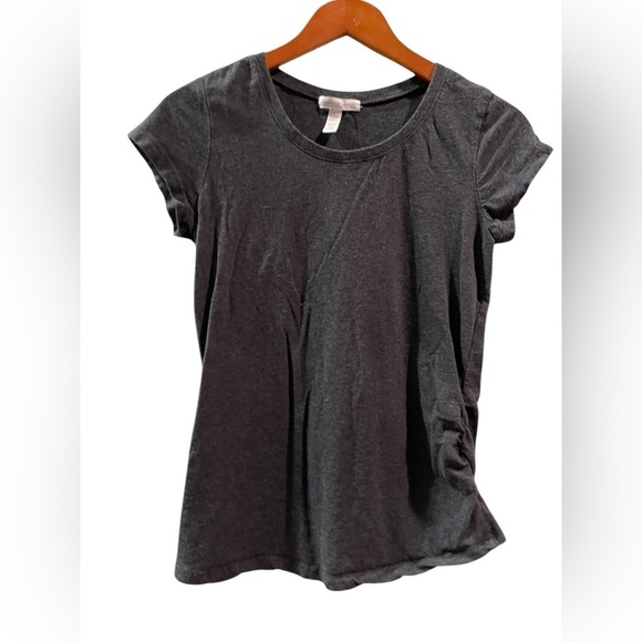 Ambiance Maternity Tops - Ambiance Maternity Women’s Top Gray Short Sleeve Shirt Ruched Sides Size: Large